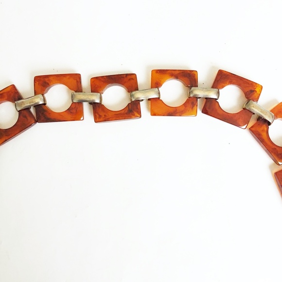 Yves Saint Laurent Belt or Necklace Tortoise Resin Links Chain Mod Vintage 70s - Picture 7 of 11